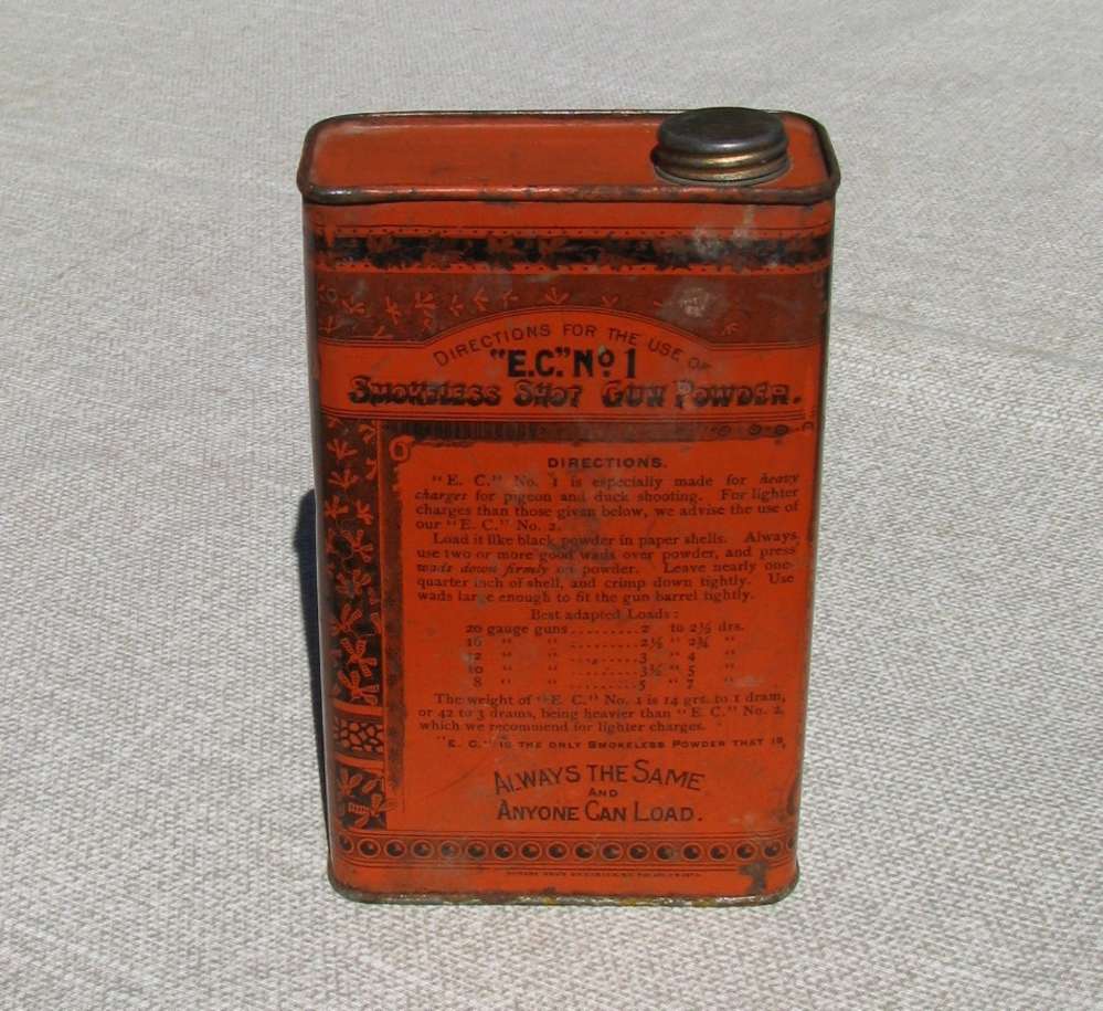American E.C. Powder Co. No 1 Smokeless Sho Gun Powder Tin CIRCA 1895 –1915-img-3