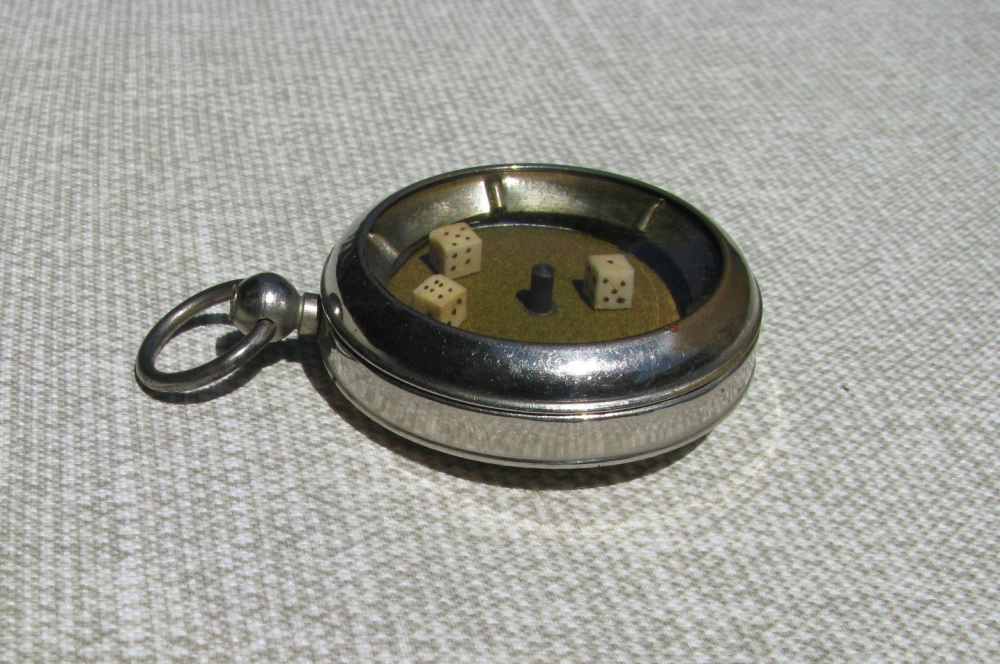 FINE ANTIQUE GAMBLERS 3 SPINNING DICE LEVER POCKET WATCH MECHANICAL GAME-img-4