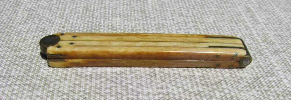 FINE ANTIQUE DESIRABLE SMALL HANDMADE 4 PIECE 12" SCRIMSHAWED FOLDING RULER-img-8