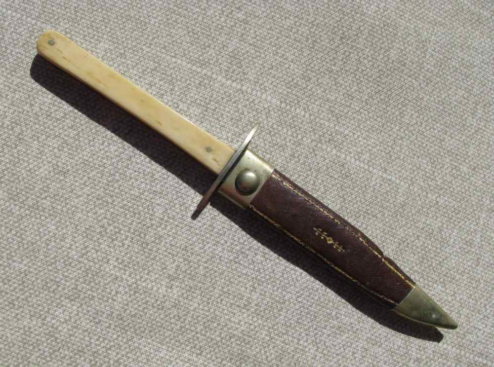 SALE! ANTIQUE CAST STEEL ETCHED DIRK/HUNTING KNIFE ORIGINAL SHEATH1860-80s-img-0