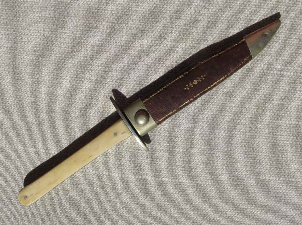 SALE! ANTIQUE CAST STEEL ETCHED DIRK/HUNTING KNIFE ORIGINAL SHEATH1860-80s-img-2