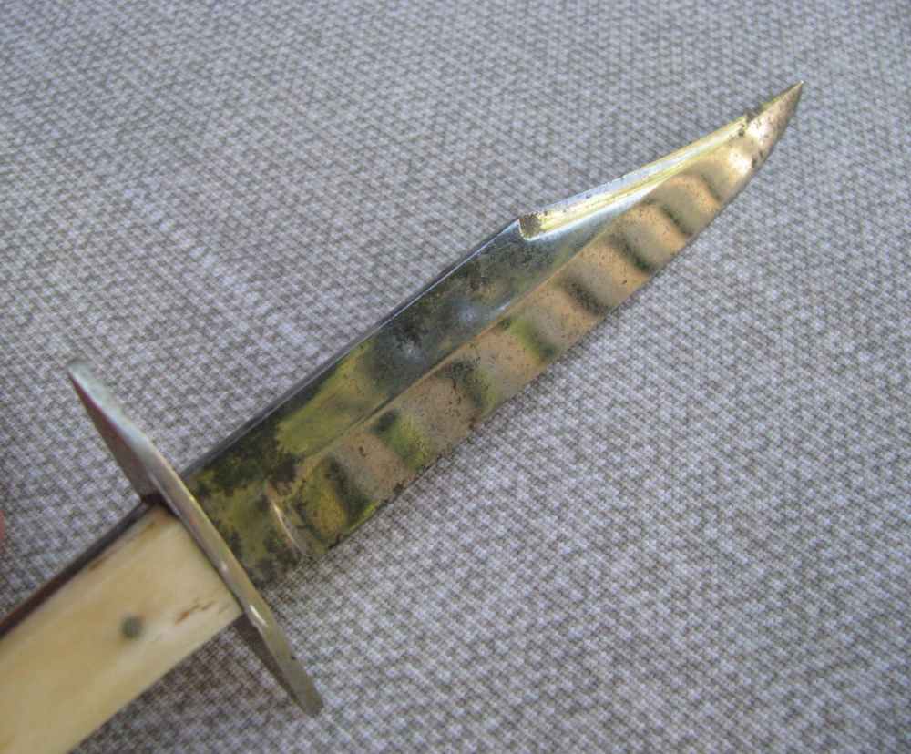 SALE! ANTIQUE CAST STEEL ETCHED DIRK/HUNTING KNIFE ORIGINAL SHEATH1860-80s-img-12
