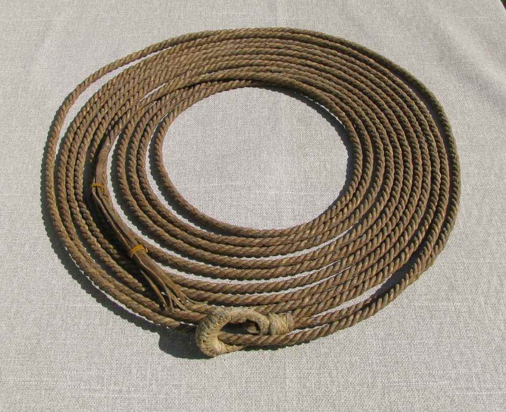  FINE RARE ANTIQUE 6 STRAND TWIST BRAIDED FOLKART RAWHIDE REATA +PROVENANCE-img-0