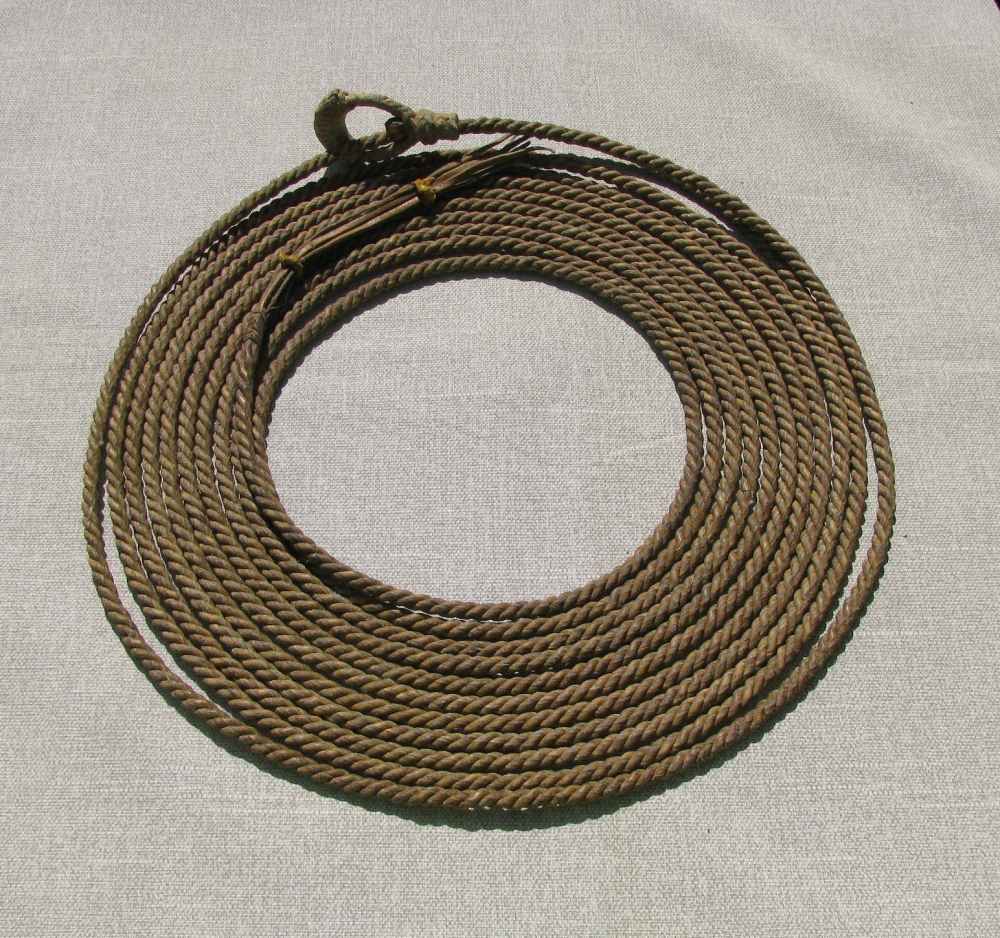  FINE RARE ANTIQUE 6 STRAND TWIST BRAIDED FOLKART RAWHIDE REATA +PROVENANCE-img-6