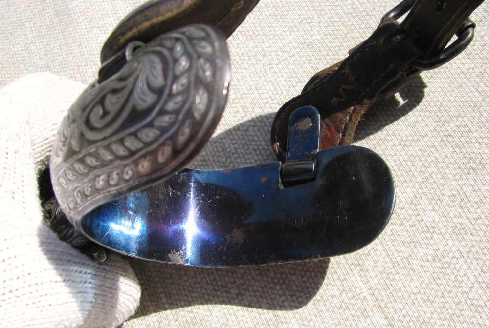 UNIQUE ANTIQUE MINT RARE BIG HEAVY FANCY 2 PATTERN INLAID CHARRO SPURS 1890-img-15