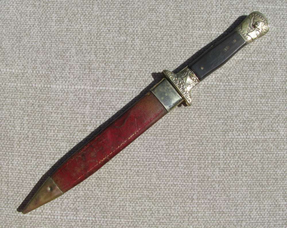 UNIQUE ANTIQUE DRESS DAGGER ORIGINAL SHEATH RARE MAKER MACHIN 1846-1860s-img-3