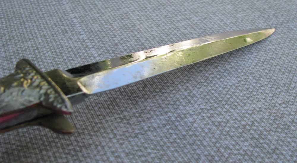 UNIQUE ANTIQUE DRESS DAGGER ORIGINAL SHEATH RARE MAKER MACHIN 1846-1860s-img-14