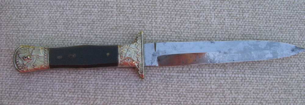UNIQUE ANTIQUE DRESS DAGGER ORIGINAL SHEATH RARE MAKER MACHIN 1846-1860s-img-20