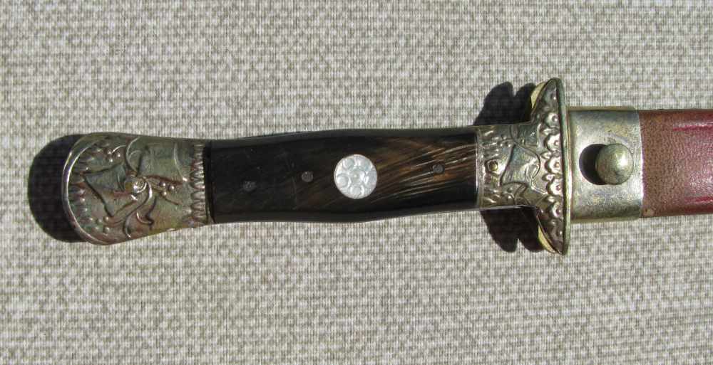 UNIQUE ANTIQUE DRESS DAGGER ORIGINAL SHEATH RARE MAKER MACHIN 1846-1860s-img-2