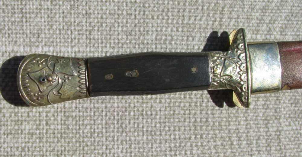 UNIQUE ANTIQUE DRESS DAGGER ORIGINAL SHEATH RARE MAKER MACHIN 1846-1860s-img-8