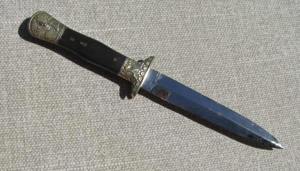 UNIQUE ANTIQUE DRESS DAGGER ORIGINAL SHEATH RARE MAKER MACHIN 1846-1860s-img-11