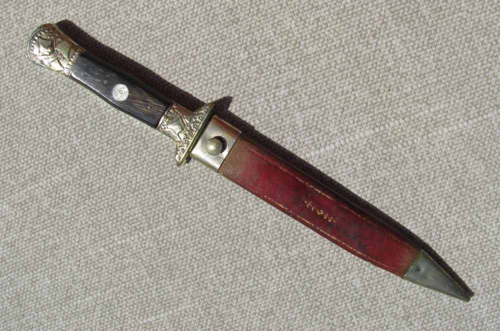 UNIQUE ANTIQUE DRESS DAGGER ORIGINAL SHEATH RARE MAKER MACHIN 1846-1860s-img-0