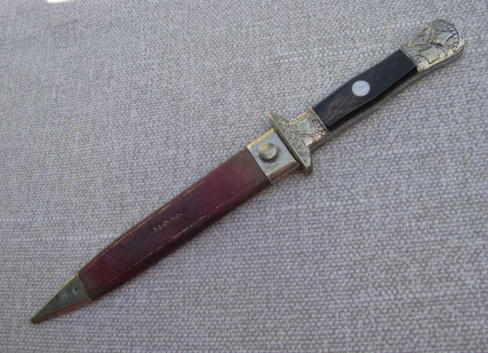 UNIQUE ANTIQUE DRESS DAGGER ORIGINAL SHEATH RARE MAKER MACHIN 1846-1860s-img-4