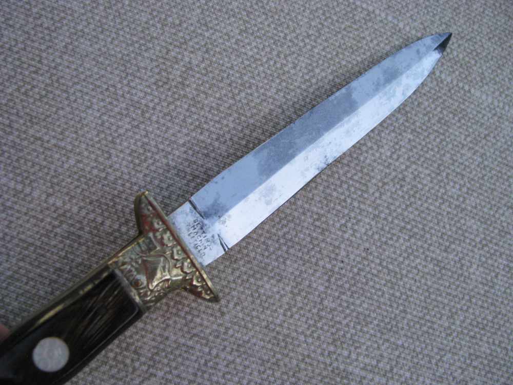 UNIQUE ANTIQUE DRESS DAGGER ORIGINAL SHEATH RARE MAKER MACHIN 1846-1860s-img-1