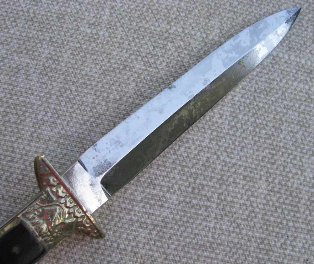 UNIQUE ANTIQUE DRESS DAGGER ORIGINAL SHEATH RARE MAKER MACHIN 1846-1860s-img-5