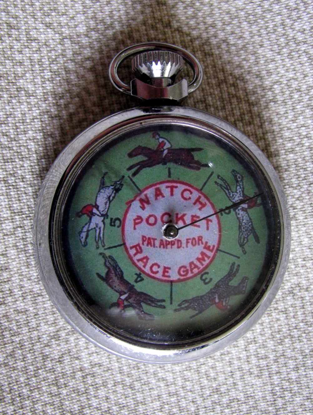 SCARCE FINE MECHANICAL HORSE RACING GAMBLING DEVICE VINTAGE POCKET WATCH-img-2