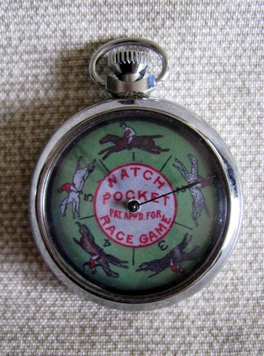 SCARCE FINE MECHANICAL HORSE RACING GAMBLING DEVICE VINTAGE POCKET WATCH-img-0