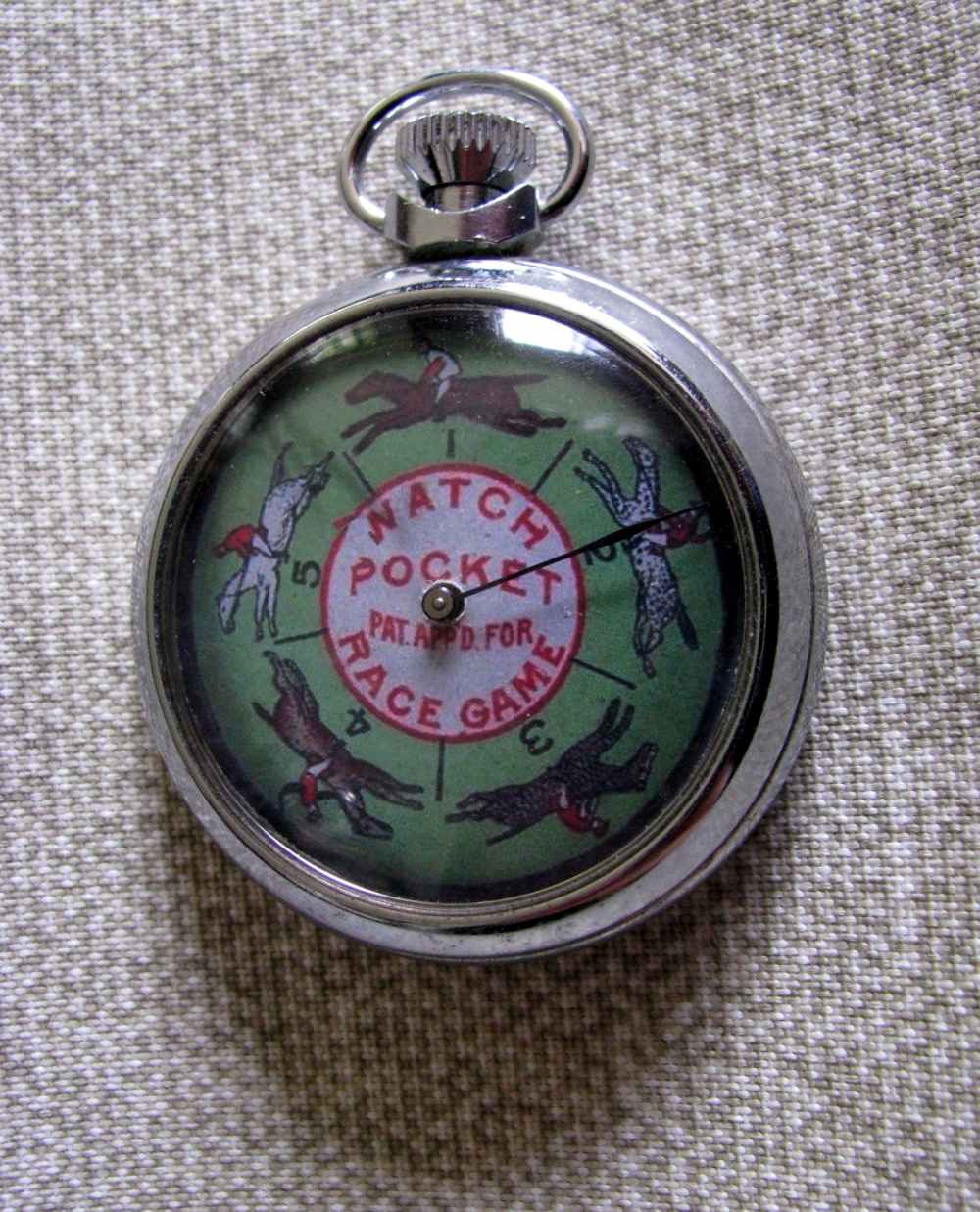 SCARCE FINE MECHANICAL HORSE RACING GAMBLING DEVICE VINTAGE POCKET WATCH-img-3
