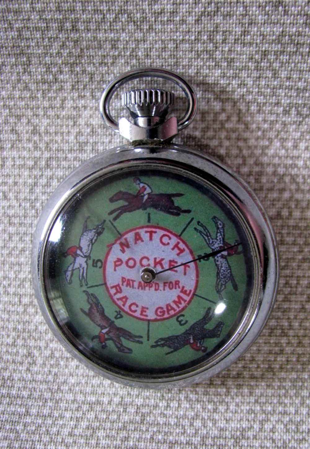 SCARCE FINE MECHANICAL HORSE RACING GAMBLING DEVICE VINTAGE POCKET WATCH-img-4