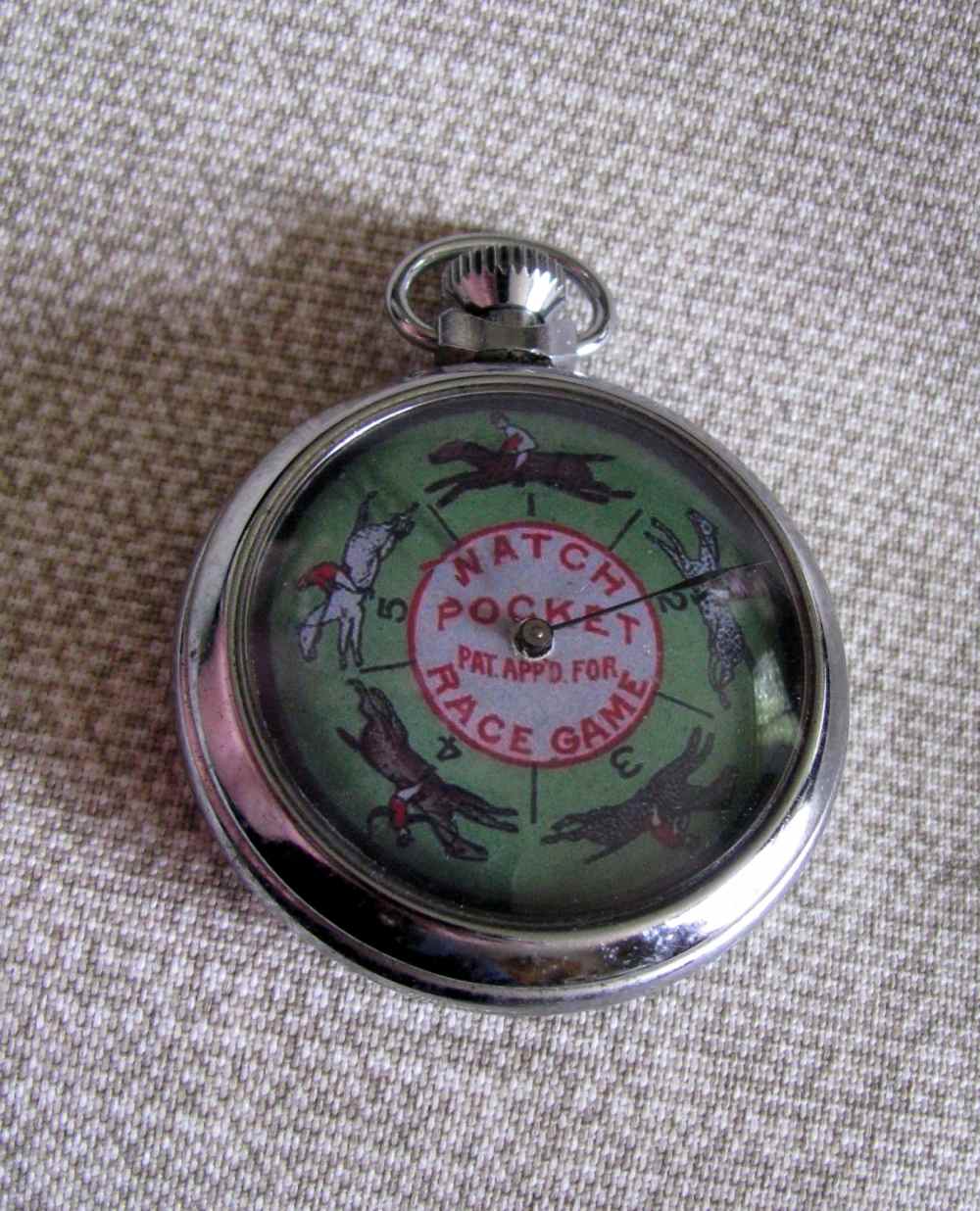 SCARCE FINE MECHANICAL HORSE RACING GAMBLING DEVICE VINTAGE POCKET WATCH-img-6