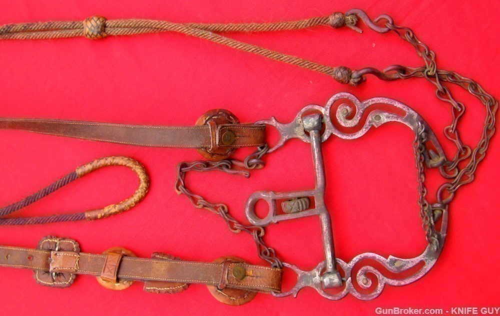 SALE! FINE SET 1870 CALIF SILVER BIT LION CONCHOS HEADSTALL HORSEHAIR REINS-img-17