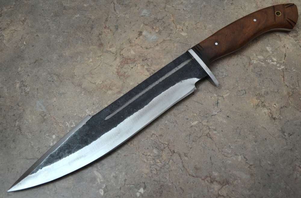 Custom Made Hand Forged Railroad Track Seax Knife with Wood Handle (SR 25)-img-1