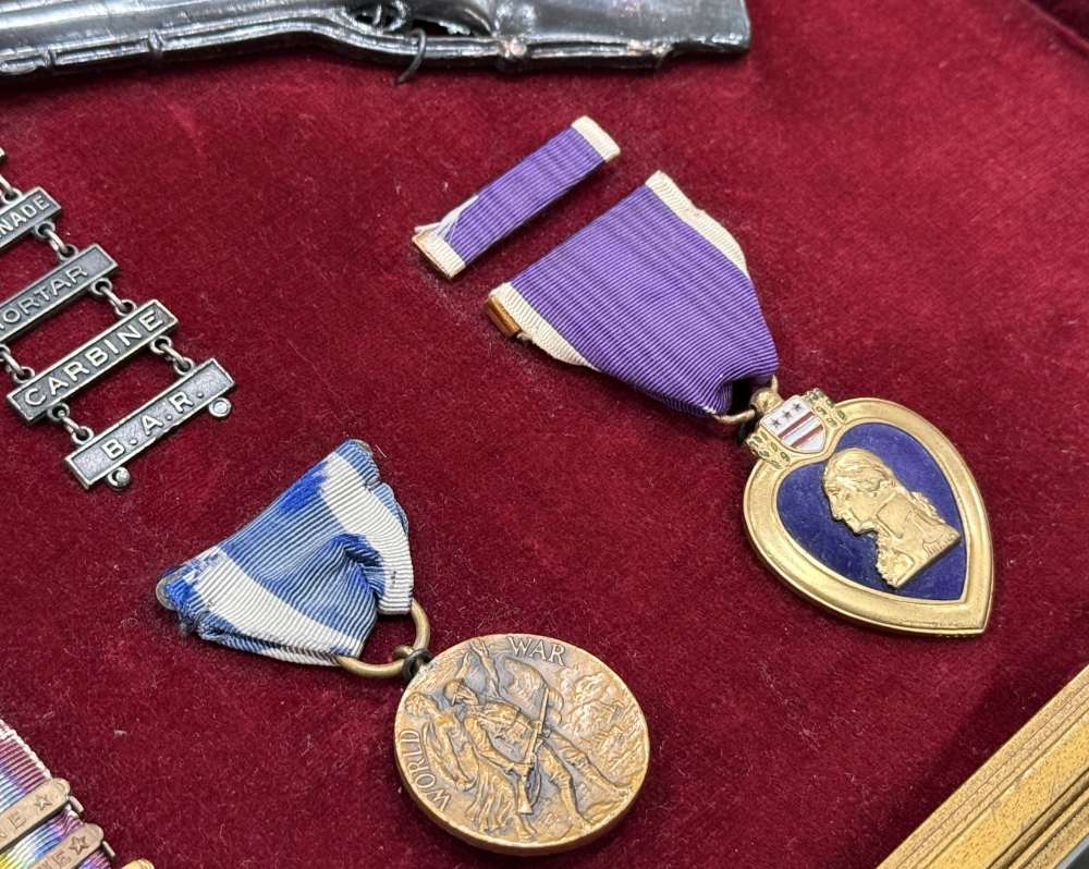 WW1 US Medal Lot Campaign NEW YORK PURPLE HEART NAMED & NUMBERED Pre WW2 -img-20