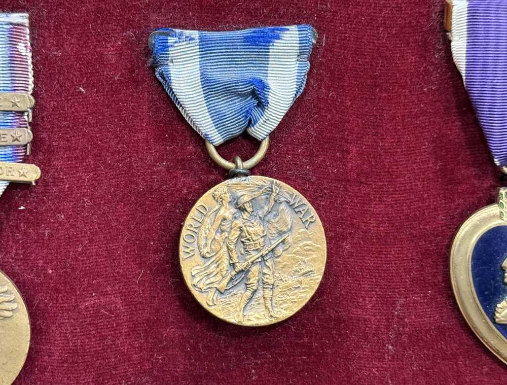 WW1 US Medal Lot Campaign NEW YORK PURPLE HEART NAMED & NUMBERED Pre WW2 -img-17