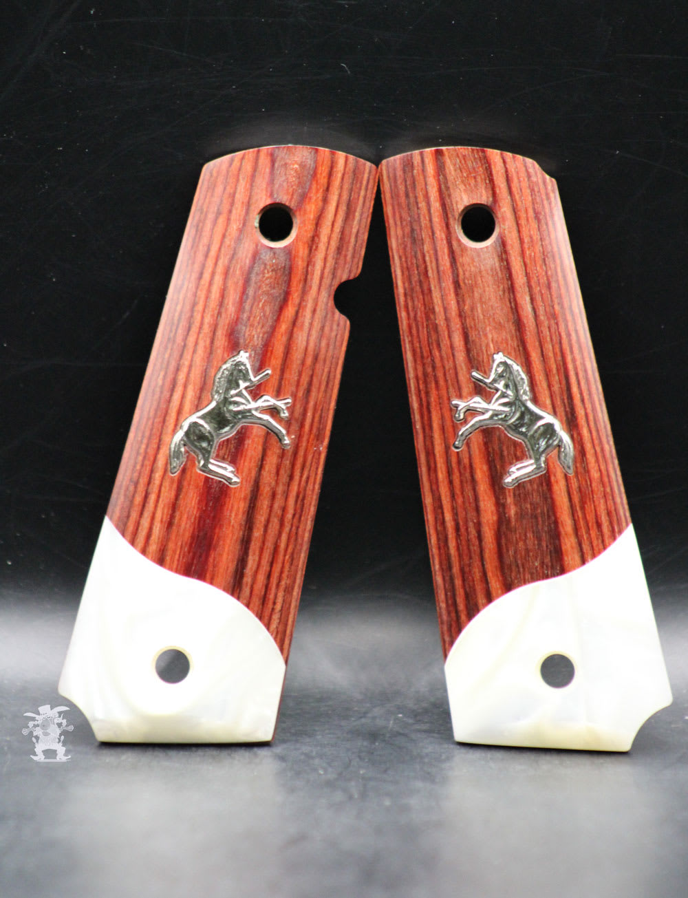 1911 45 ACP CUSTOM Colt GRIPS Rosewood + Ivory w/ Colt® Stallion Medallions-img-0