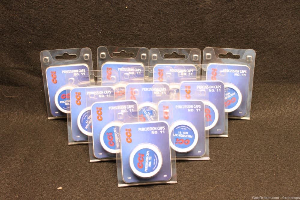 1000 Ct CCI #11 Percussion Caps 10 tins of 100 Each NEW-img-0