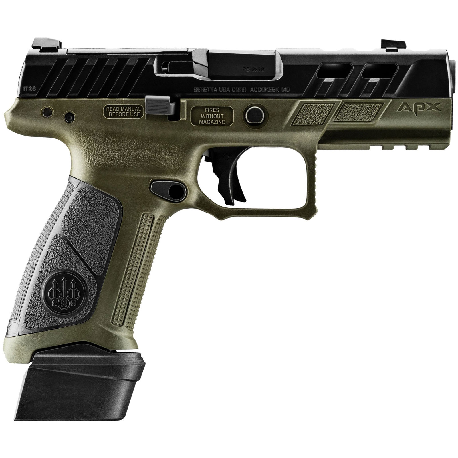 BERETTA APX A1 9x19mm 4.25in 2x17rd/1x21rd Full Size Ported OD Green Pistol-img-0