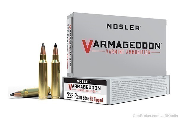 20 ROUNDS!  Nosler Varmageddon 223 Rem/5.56 Flat Base Tip 55gr Fast Ship -img-0