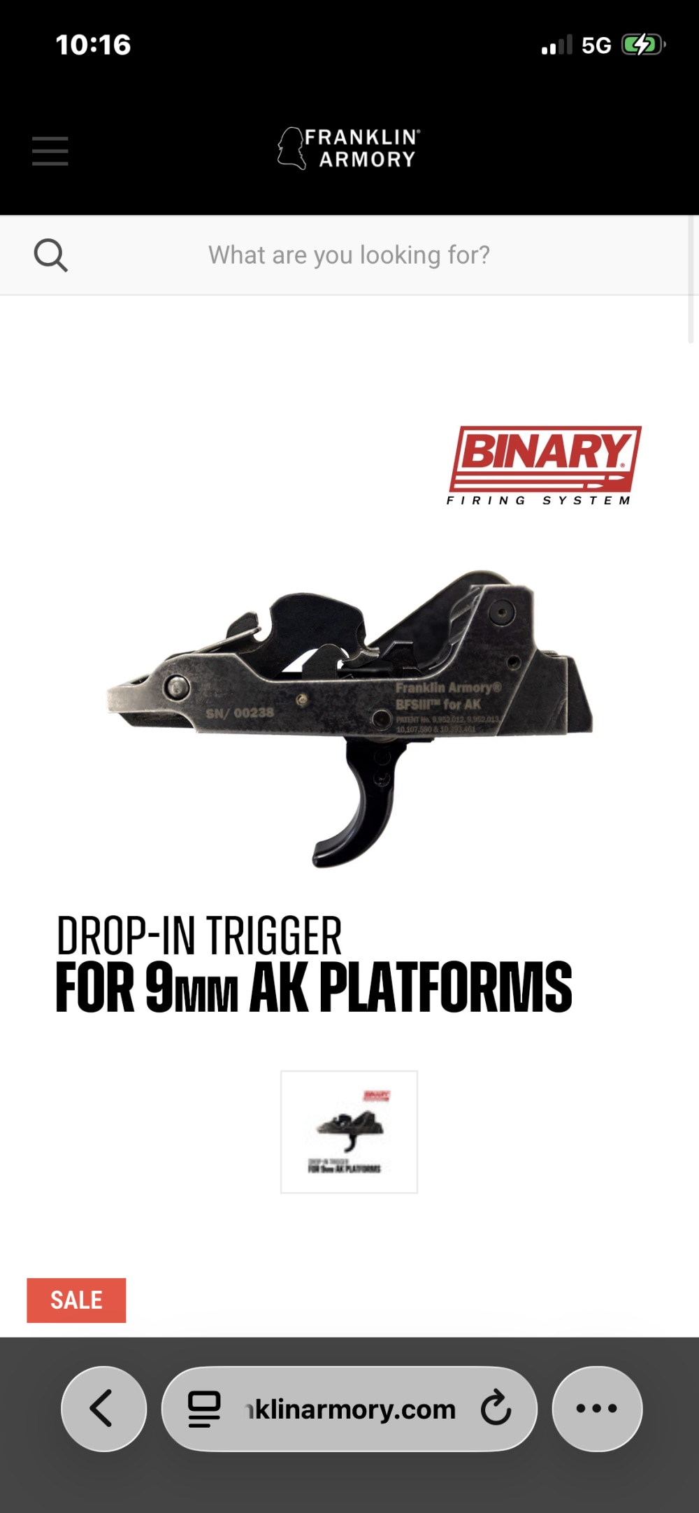 Ak9 binary trigger Franklin Armory -img-0