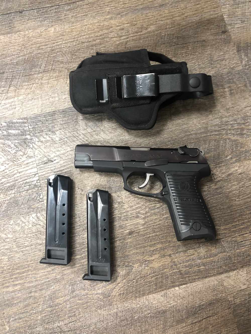 Ruger P89DC 9mm Semi Auto Pistol 4.5" Black w/ Two Mags, Holster-img-0