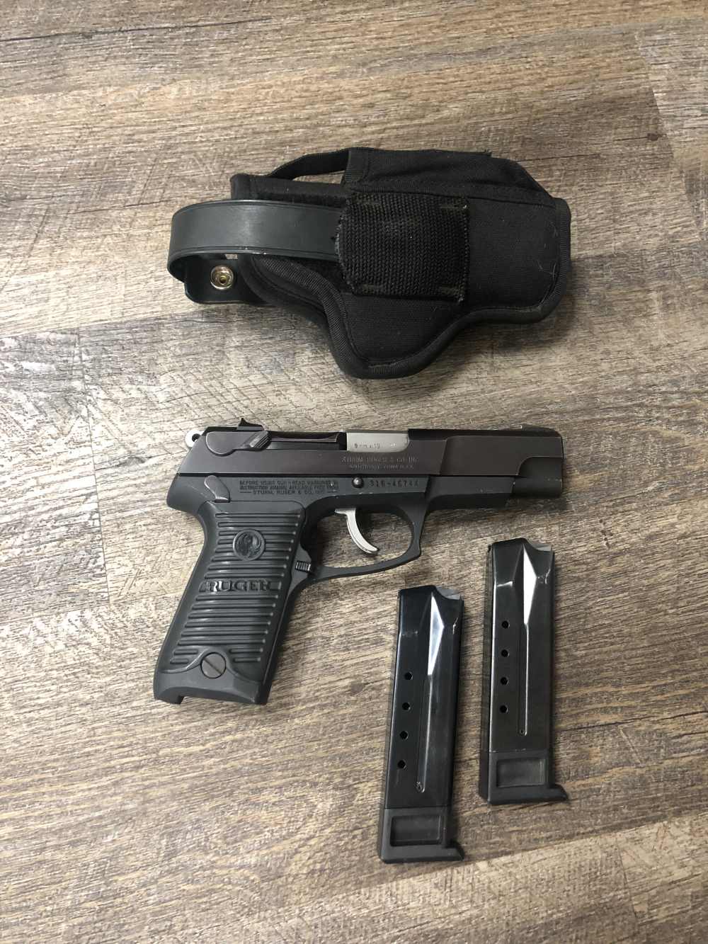 Ruger P89DC 9mm Semi Auto Pistol 4.5" Black w/ Two Mags, Holster-img-1