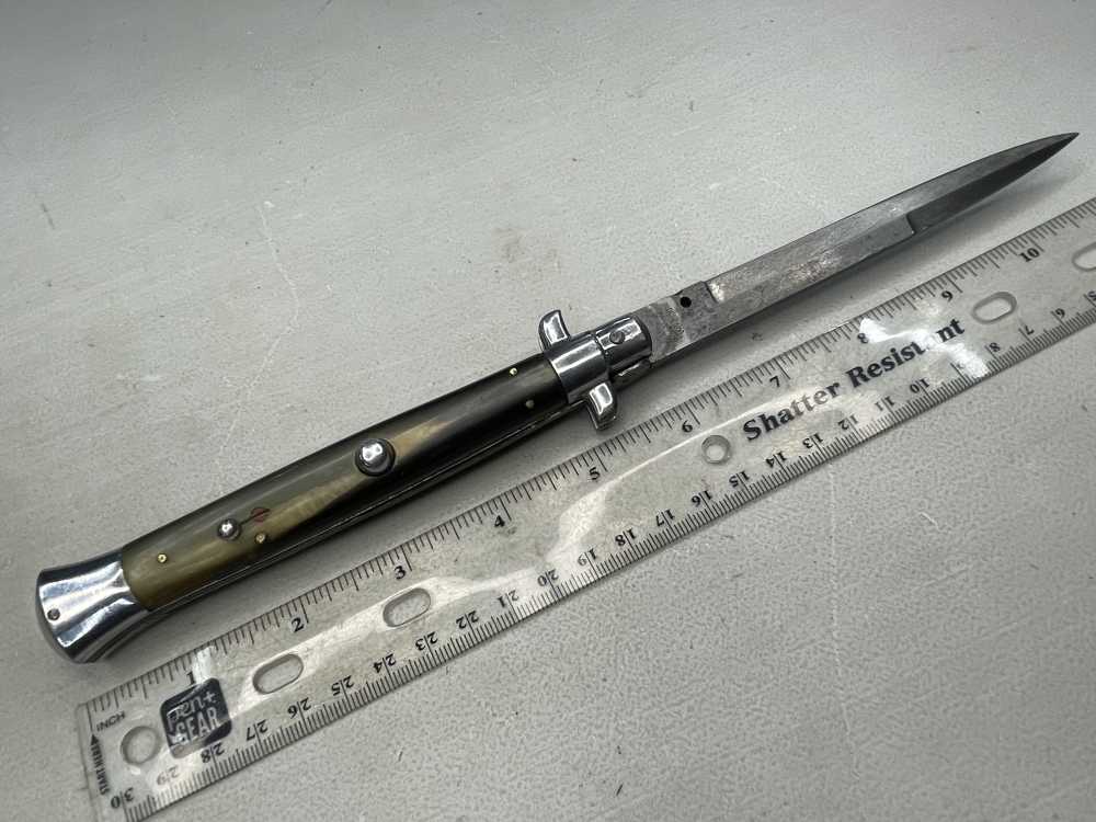 Coricama 11" Picklock steel lined red dot Stiletto auto switch blade Italy-img-0