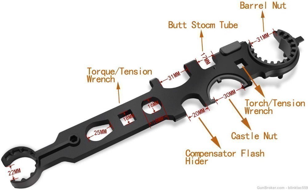 AR15 Armorer Wrench .233 Tactical Steel Wrench Combo Multi Tool Armorer -img-5