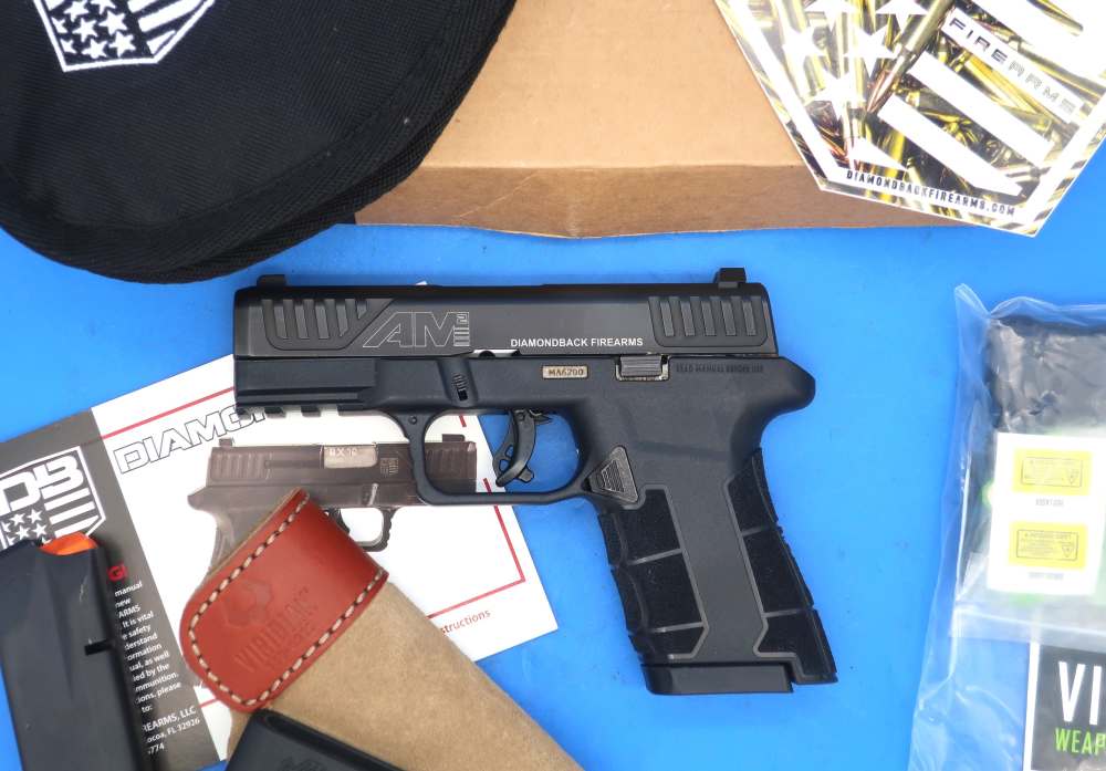 Diamondback AM2 9MM Pistol w/Case Viridian Laser & Holster Used EXC!-img-0