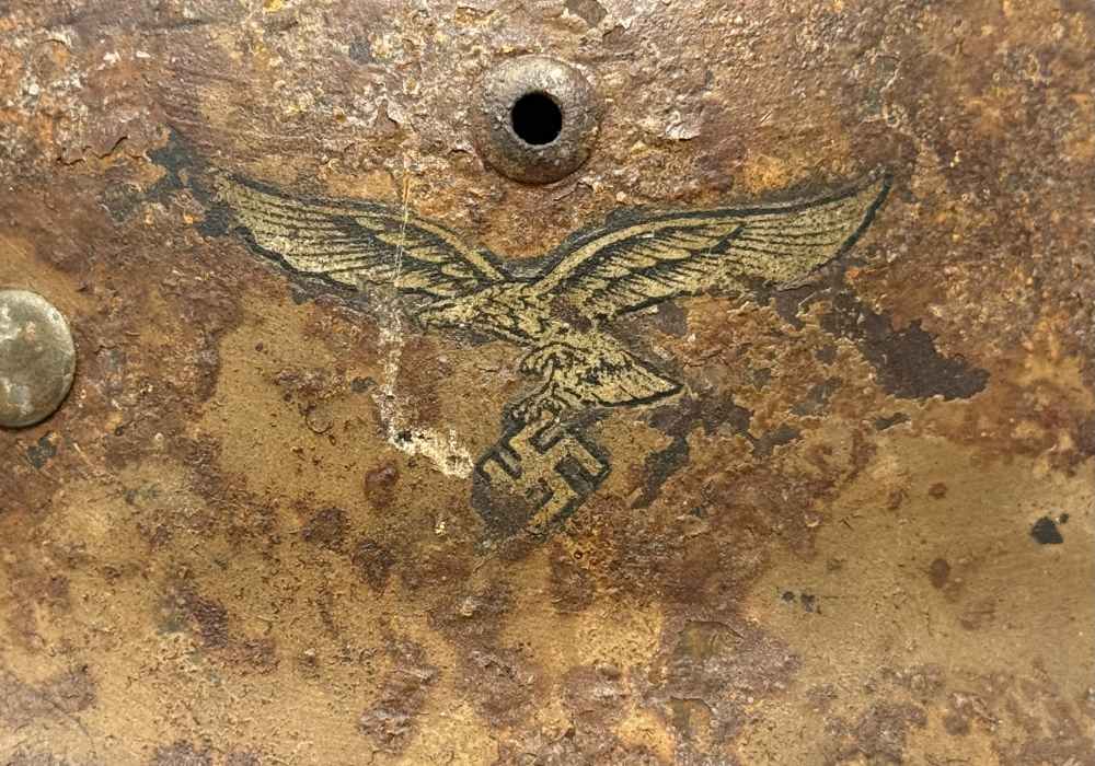 WW2 German Luftwaffe M35 Double Decal DAK Afrika Korps Camo Helmet WWII -img-20
