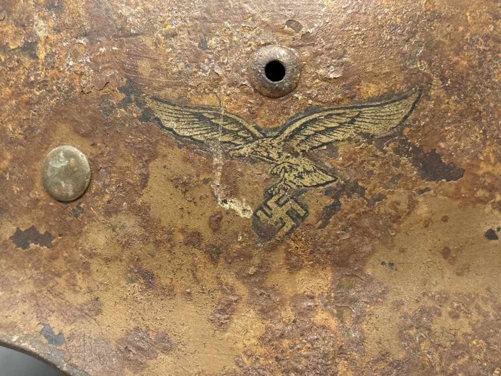 WW2 German Luftwaffe M35 Double Decal DAK Afrika Korps Camo Helmet WWII -img-19