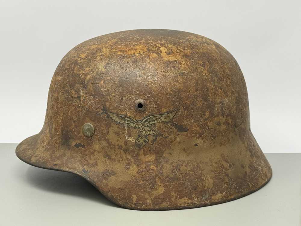 WW2 German Luftwaffe M35 Double Decal DAK Afrika Korps Camo Helmet WWII -img-1