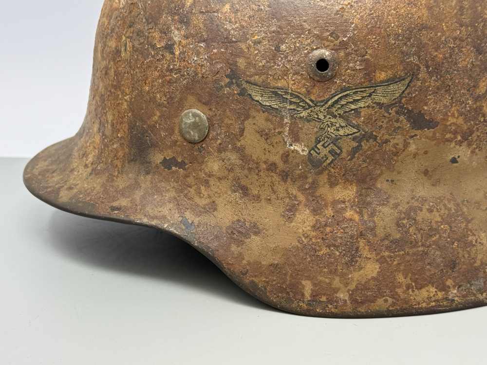 WW2 German Luftwaffe M35 Double Decal DAK Afrika Korps Camo Helmet WWII -img-2