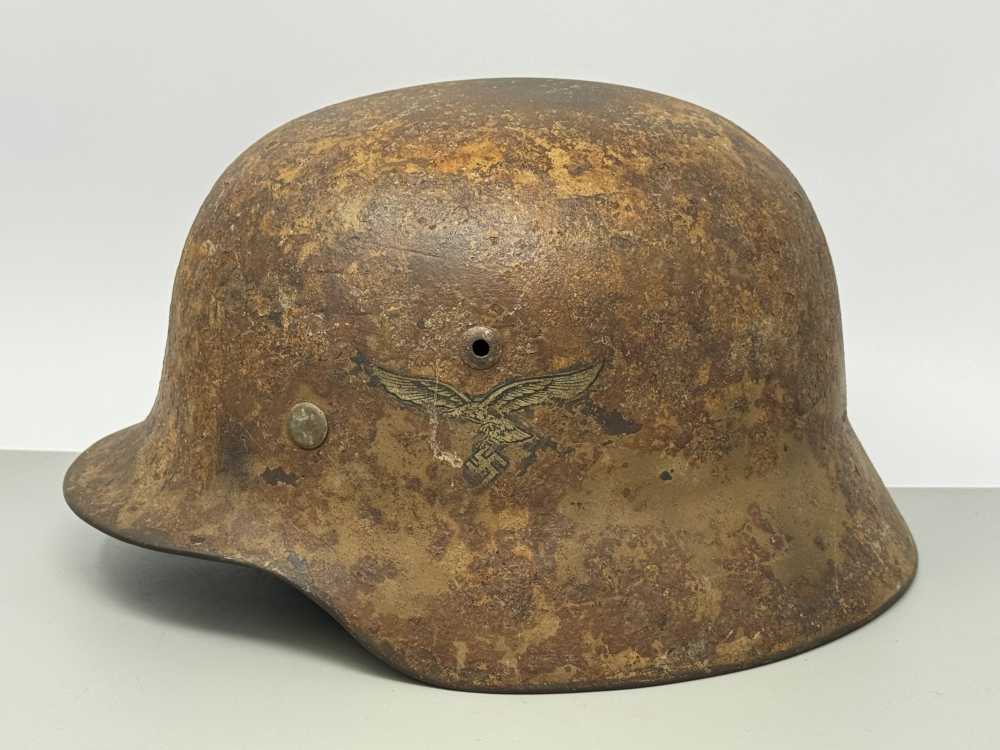 WW2 German Luftwaffe M35 Double Decal DAK Afrika Korps Camo Helmet WWII -img-0