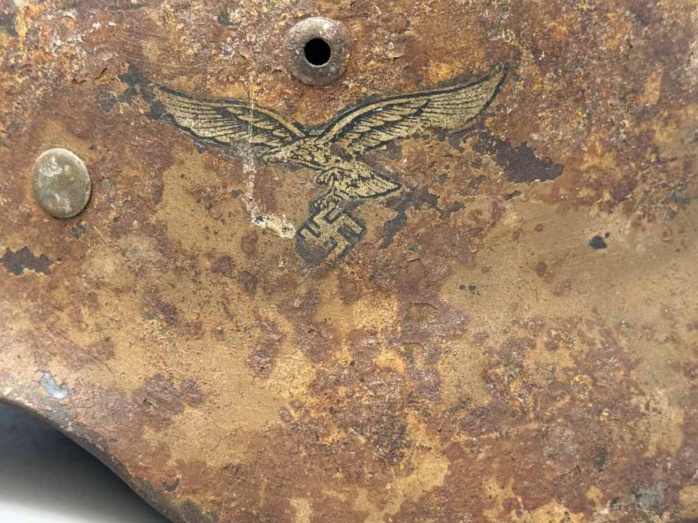 WW2 German Luftwaffe M35 Double Decal DAK Afrika Korps Camo Helmet WWII -img-18
