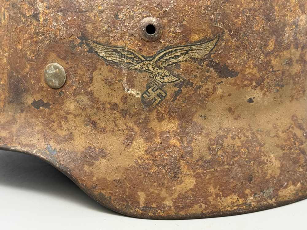 WW2 German Luftwaffe M35 Double Decal DAK Afrika Korps Camo Helmet WWII -img-3