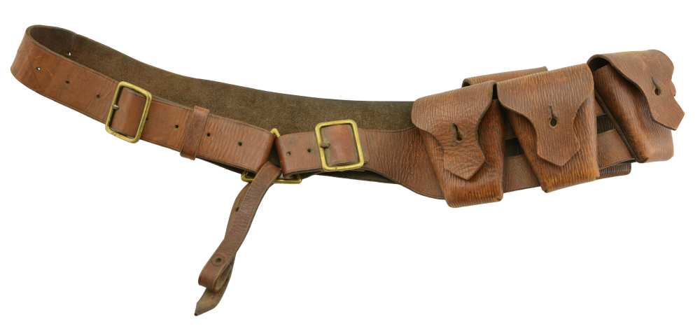 Original Canadian WWI WWII P-1903 Five Pocket Leather Cavalry Bandolier-img-0