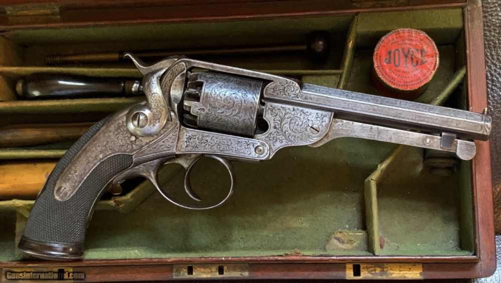 EXCEPTIONAL FACTORY ENGRAVED & CASED CSA KERR PERCUSSION REVOLVER.-img-9
