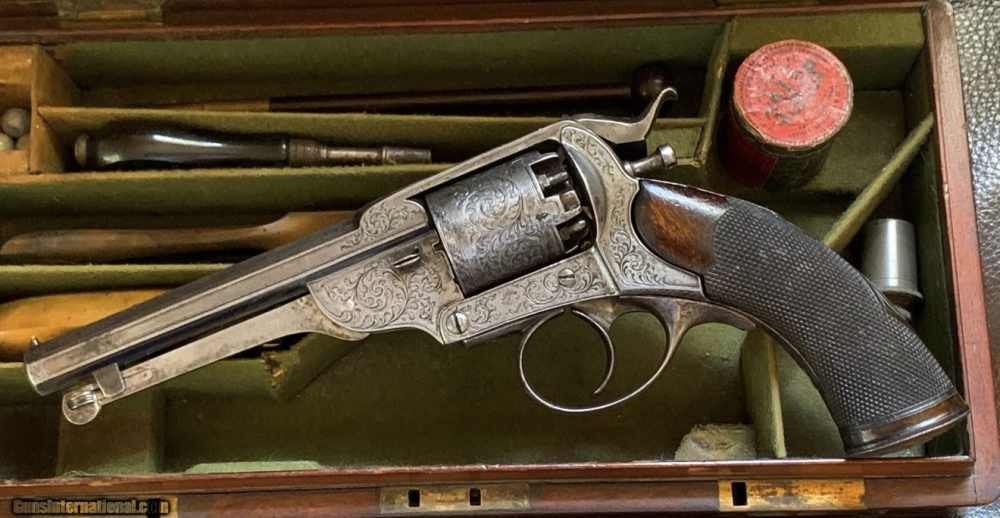 EXCEPTIONAL FACTORY ENGRAVED & CASED CSA KERR PERCUSSION REVOLVER.-img-4