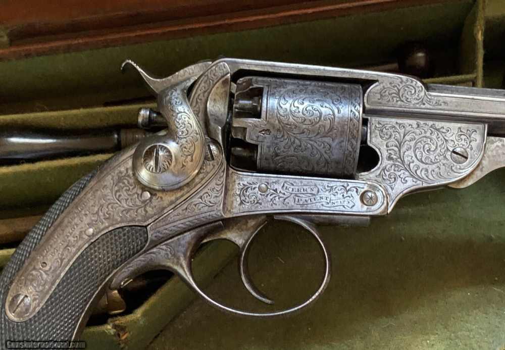 EXCEPTIONAL FACTORY ENGRAVED & CASED CSA KERR PERCUSSION REVOLVER.-img-6