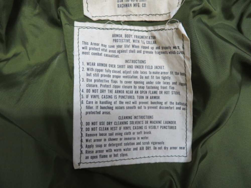 VIETNAM WAR US MILITARY BODY ARMOR FLAK VEST-SIZE XL-DATED 1969-img-8
